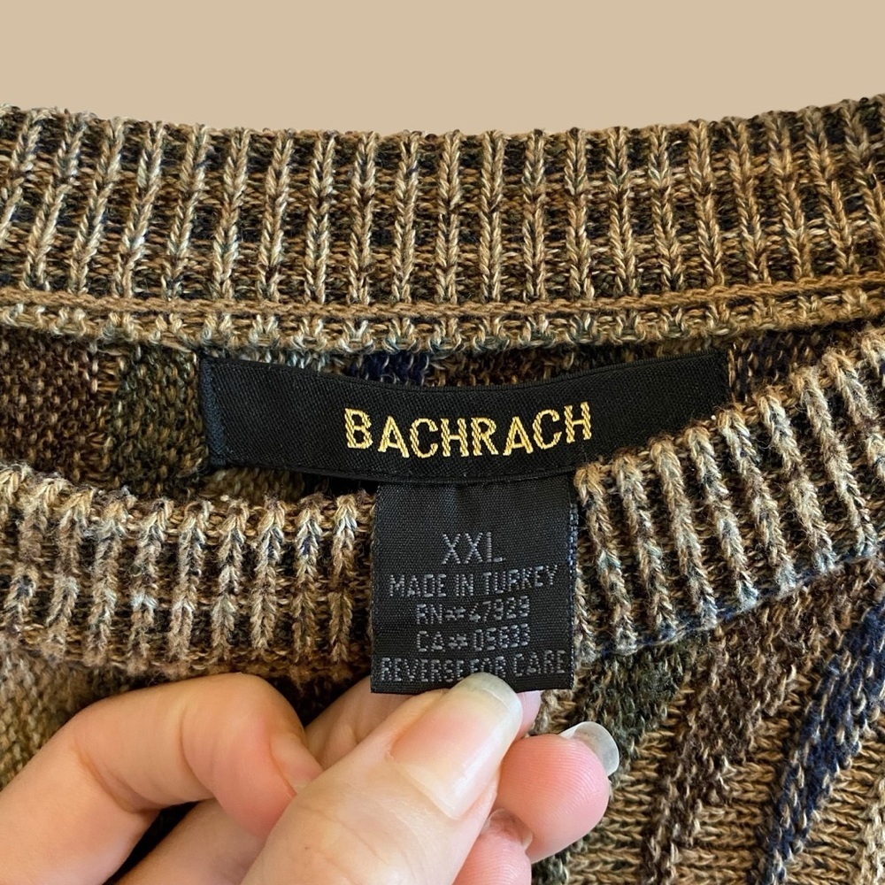 Vintage Bachrach Coogi Style Knit Textured Print Crewneck Sweater - Picture 7 of 8